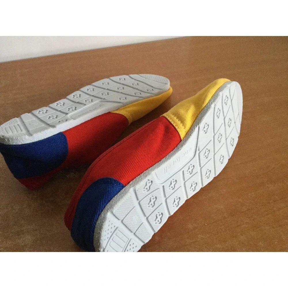Handmade Colombia Flag Soccer Ballet Flats Shoes Womens 39 Yellow Blue Red